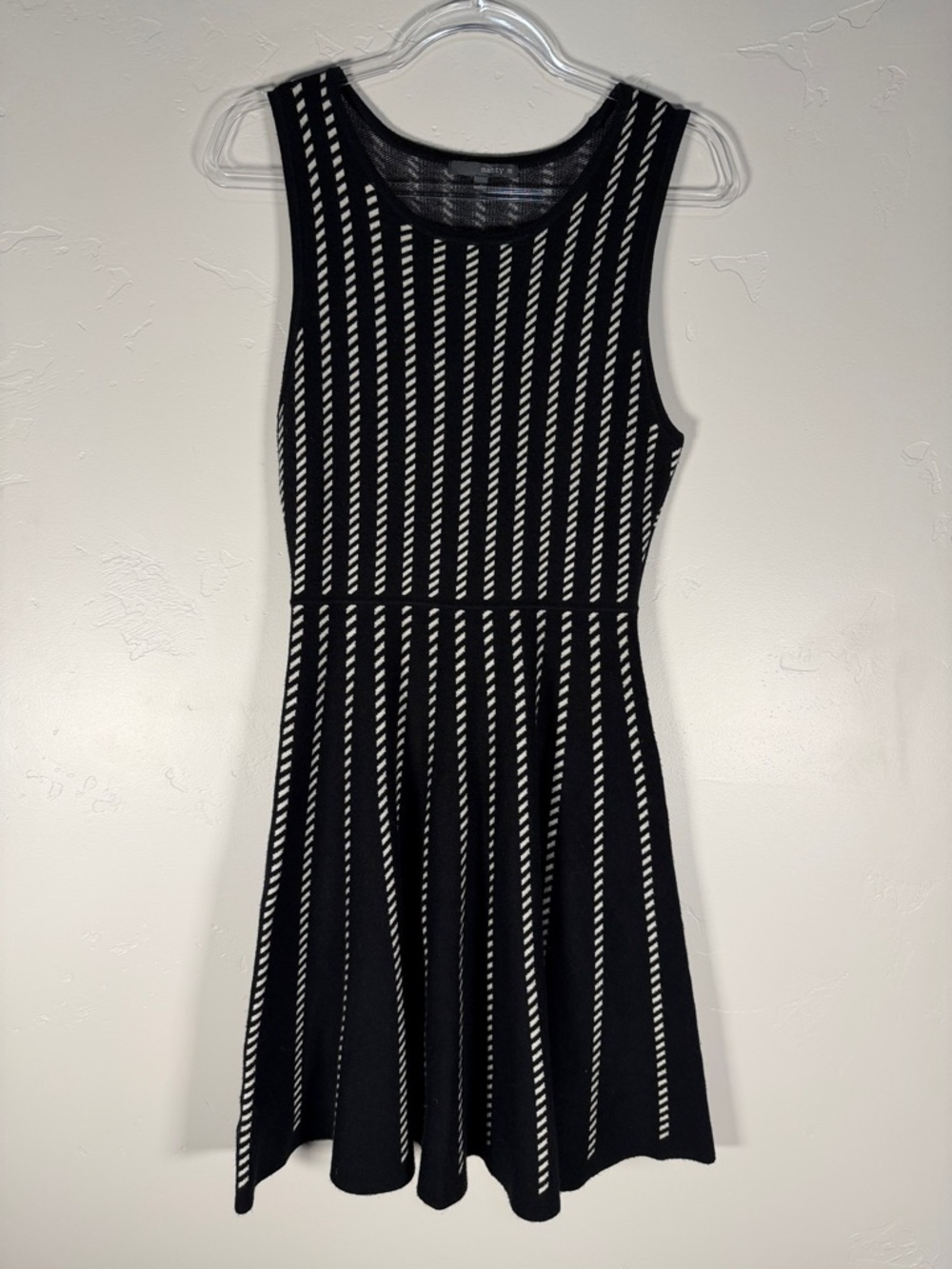 Black & White Striped Fit & Flare Dress Size Small Sleeveless Minimal Classic